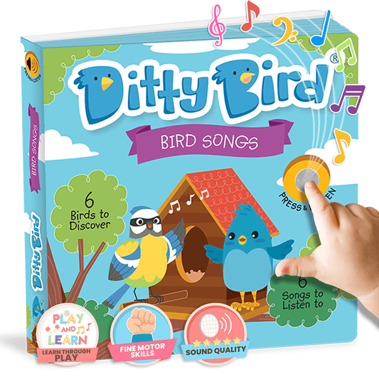 Ditty Bird Bird Songs is a sound Book of Garden Bird Songs. Being able to identify just a handful of bird songs is a skill, great for toddlers and preschoolers.