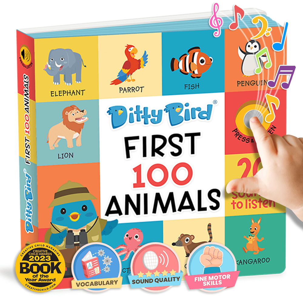 Ditty Bird 100 Animals Sound Book: Encourage your little ones to talk & be expressive with this interactive books for toddlers featuring animal sounds, fun facts & songs! Designed to make your kids happy while they expand their vocabulary, discover different animals & habitats! Great early learning tool for your little loved ones