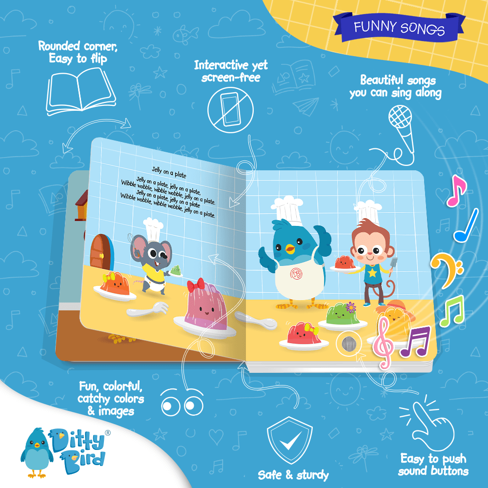 Ditty Bird Funny Songs: musical toys for toddlers featuring 6 silly songs. perfect first birthday gift