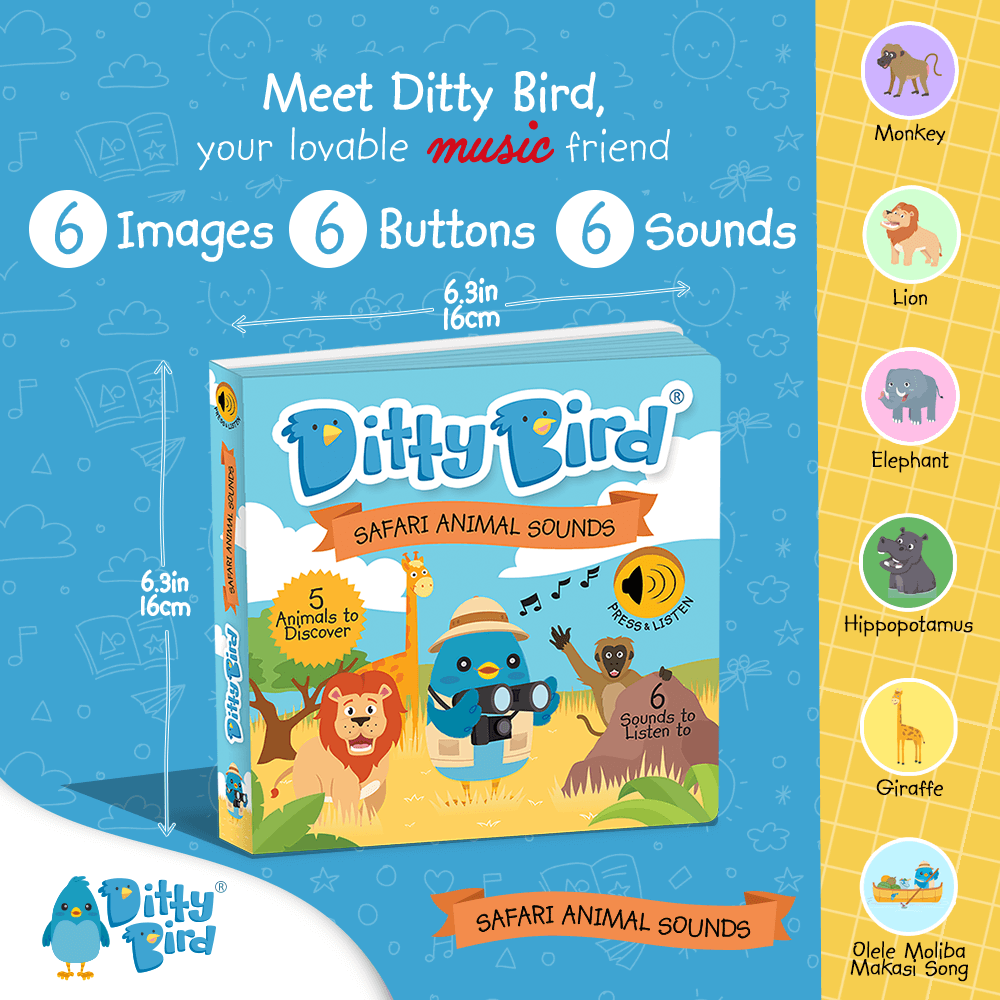 List of Sounds in Ditty Bird Safari Animal Sounds Book