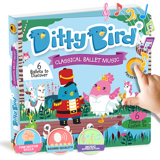 Ditty Bird Classical Ballet Music sound book, this board book with 6 sounds is the perfect introduction for babies and toddlers to classical music.