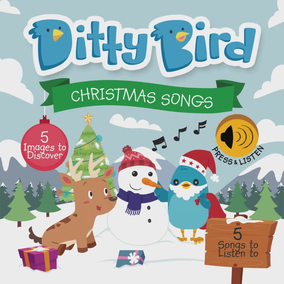 Jingle Bells song in this beautifully illustrated Ditty Bird Christmas Music book. perfect stocking stuffers for your baby toddler 1-3.