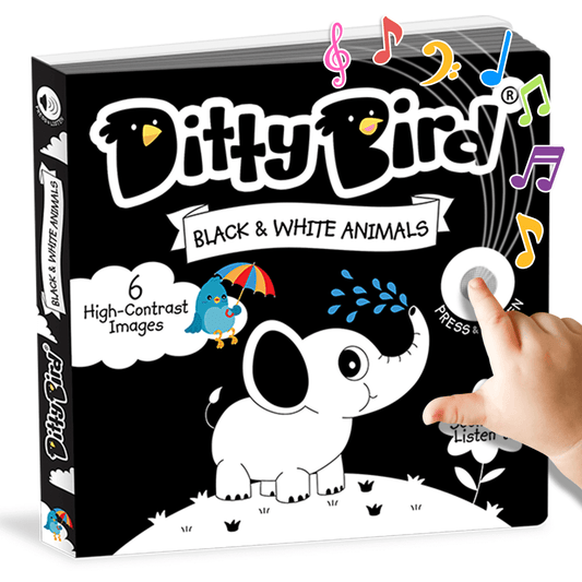 Ditty Bird High Contrast Black & White Baby Book. Early Learning Resources with Sound, visual Stimulation and Tummy Time Sensory Toys. Montessori Toys for Babies. Sturdy, Baby Books for Boys & Girls