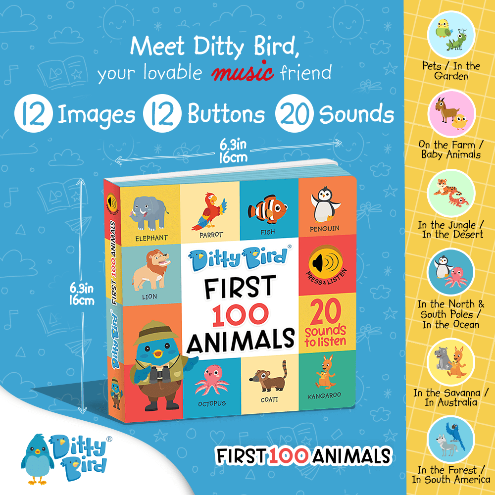 Animals in First 100 Animals Interactive Sound Book for toddlers and preschoolers. Providing a safe, stimulating environment, engaging in physical play, and modeling positive behaviors are crucial for their development